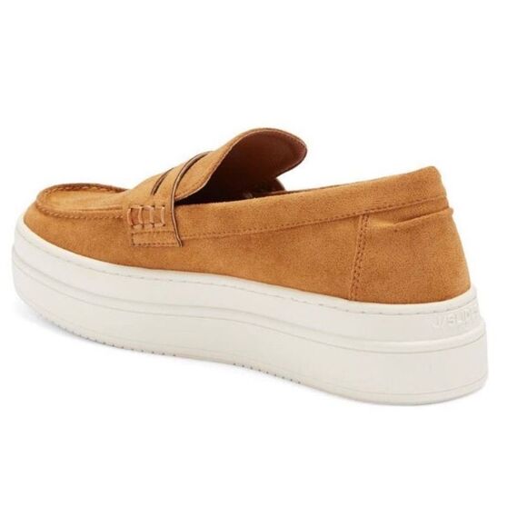Chic J/Slides Cognac Tan Suede Menswear Inspired Platform Loafer Sneakers - Picture 2 of 12